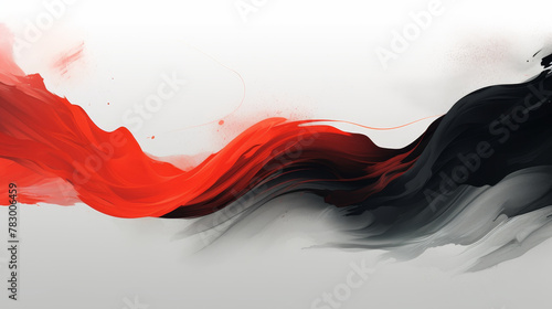 Abstract red and black wave with white background