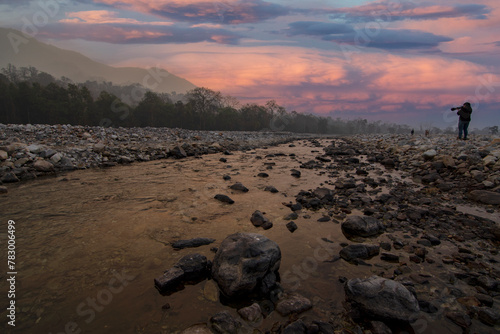 Sunrise view of Jayanti river at Buxa Tiger Reserve