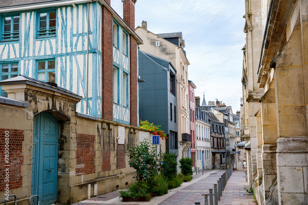 Fototapeta premium Cityscape of Rouen. Rouen in northern France on River Seine - capital of Upper Normandy region and historic capital city of Normandy.