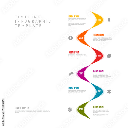 Color vertical timeline with wavy curves template