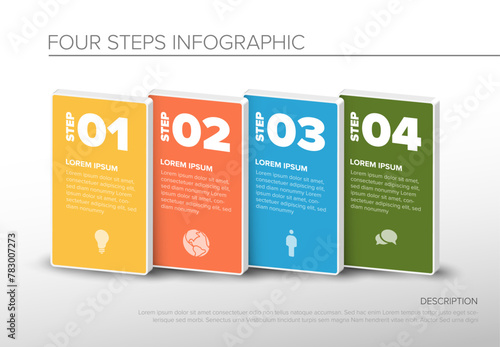 Four steps pastel color infographic template