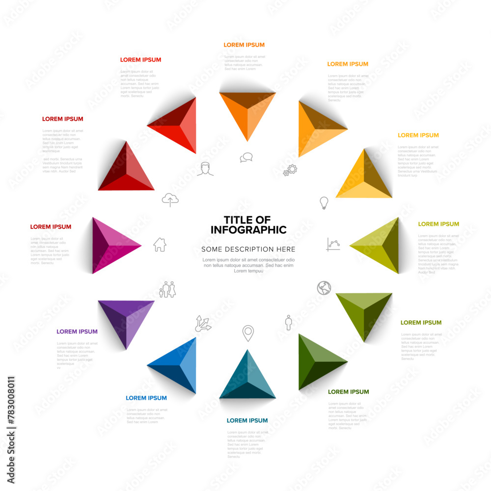 Fototapeta premium Full year timeline template made from rainbow arrows