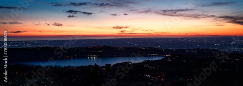 Obraz na plátně Castel gandolfo lake, Albano lake, Castel Gandolfo, Rome, Lazio, central Italy,