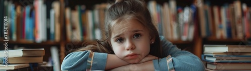 A young girl rests her head on her arms photo