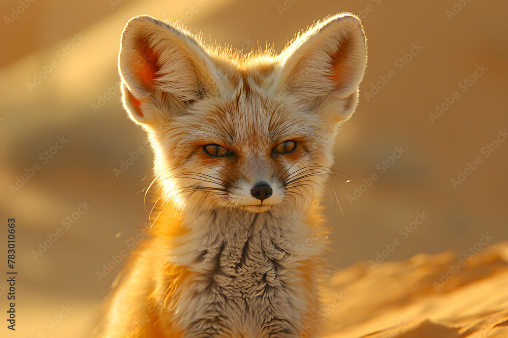 Fennec fox (Vulpes zerda) is a small crepuscular fox native to the deserts 