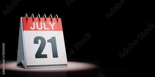 July 21 Calendar Spotlighted on Black Background