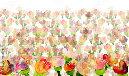 Giardino di fiori colorati, acquerello