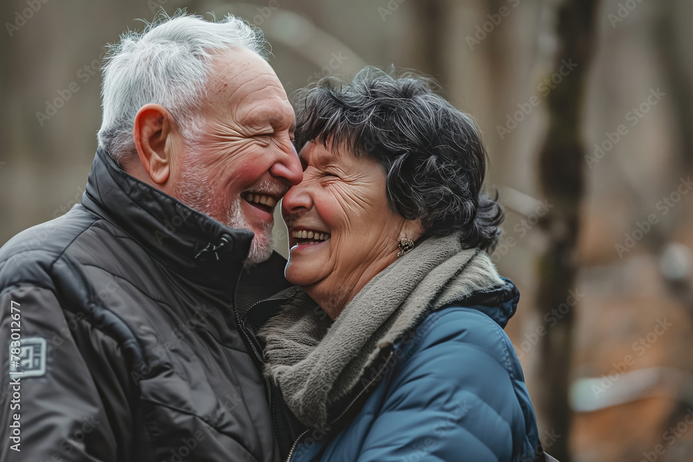 Happy senior couple during winter Happy senior couple during winter
