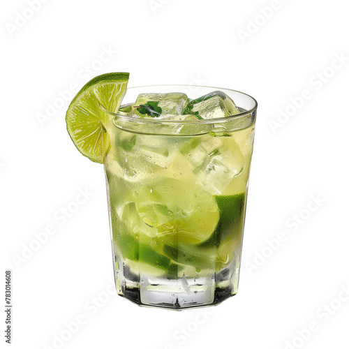 Refreshing Caipirinha Cocktail with Lime on Transparent Background - Brazilian Drink