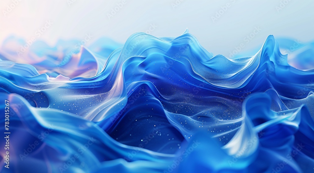 Fototapeta premium Soft Blue Digital Waves with Serene Sparkle Accents