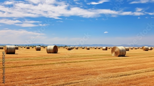 Obraz na płótnie Single hay bale on expansive field