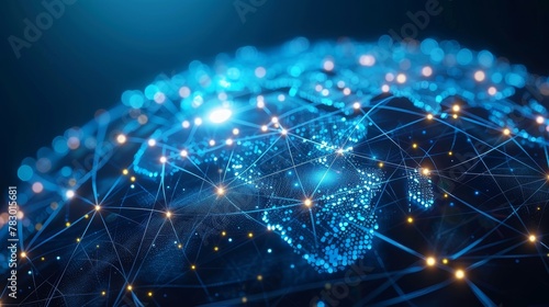 Global Connectivity: A 3D vector illustration of a globe with digital network lines connecting