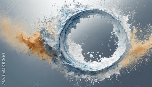 Fluid Fusion  Abstract Circle Motion Burst on Clean Canvas 