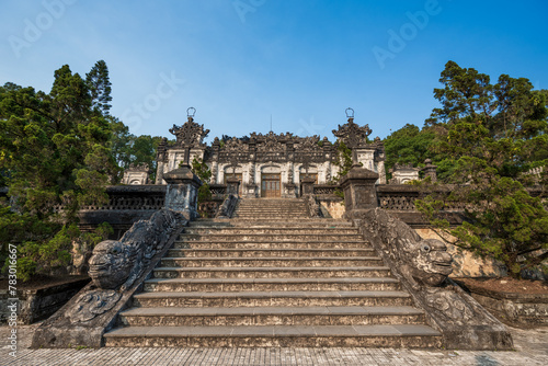 Architectual Tomb of Emperor Khai Dinh (Lang Khai Dinh), Hue city, Vietnam. The most beautiful tomb of the kings Hue, popular tourist destination in Asia. photo