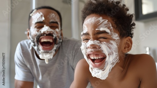Father and Son Shaving Fun photo