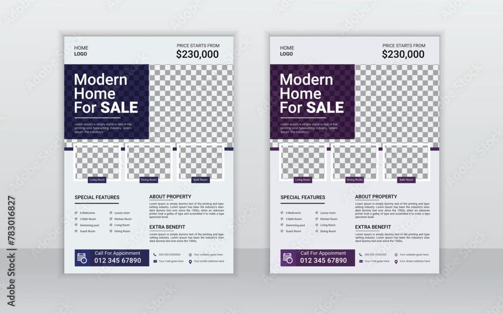 Fototapeta premium Modern Creative Real Estate Flyer Template , flyer in A4 with colorful 