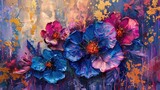 Vibrant floral abstract painting on canvas