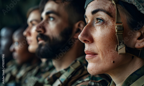 diverse middle aged military men and women, Generative AI  photo