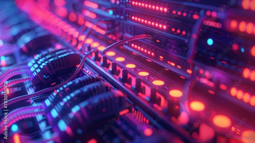 Internet Infrastructure: A 3D vector illustration of a network switchboard Internet Infrastructure: A 3D vector illustration of a network switchboard