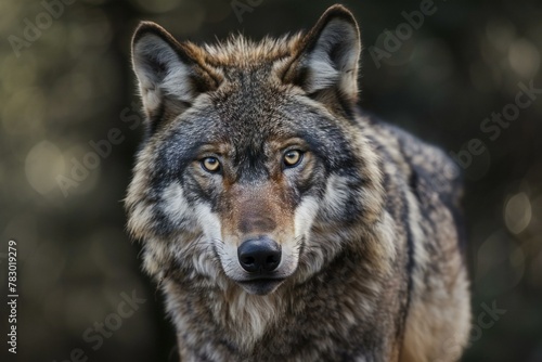Portrait of a grey wolf (Canis lupus)