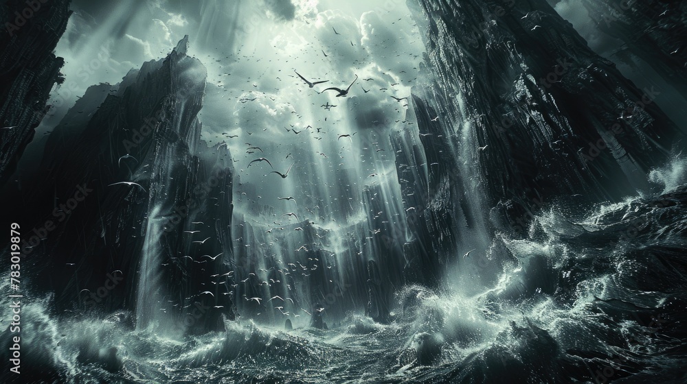 Epic View of Waves Crashing Against High Cliffs Epic View of Waves Crashing Against High Cliffs