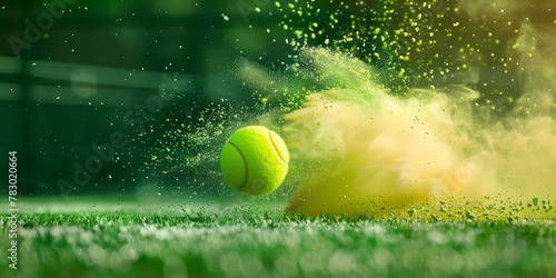 tennis ball on tennis grass court