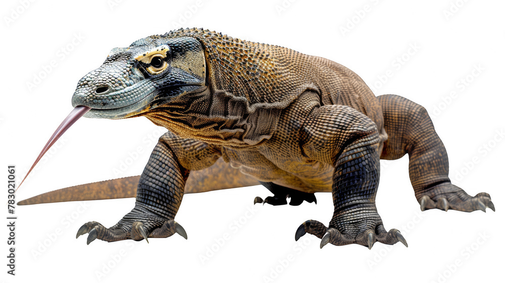 Obraz premium A Komodo dragon being on guard with its head up (transparent)
