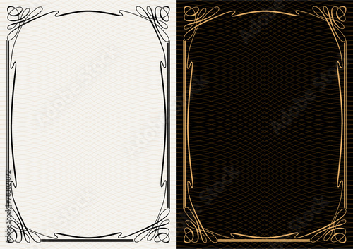 Set Template of Decorative vintage frames,borders rectangular shape. Baroque, Art Nouveau, Modern , Victorian style.