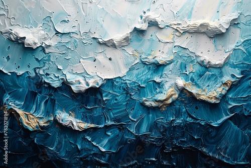 Layered oil painting ocean palette canvas