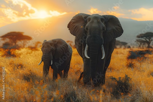 Elephant Silhouettes at Tarangire Dusk. Concept Wildlife Photography, Nature Silhouettes, Sunset Safari, African Wildlife, Tarangire National Park © Anastasiia