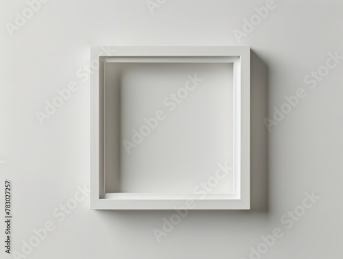 A white frame with a square shape