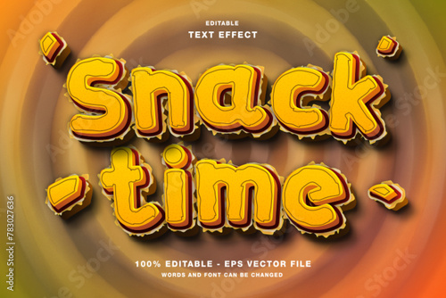 Snack Time 3d Editable Text Effect Template Style Premium Vector