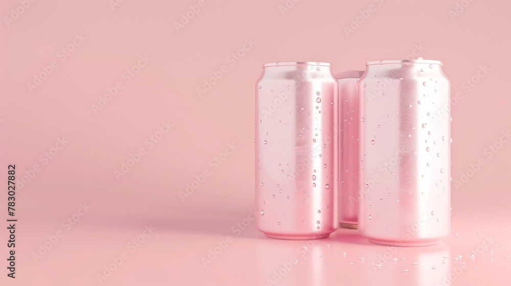 3d illustrated pink can package design isolated on pastel background with and without label, white peach sparkling water can mockup. 3d illustrated pink can package design isolated on pastel background with and without label, white peach sparkling water can mockup.