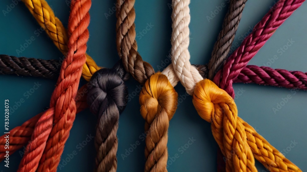 Twisted Knot on Wooden Background with Rope