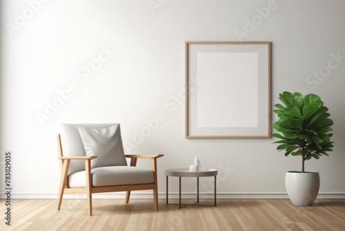 Clean and simple frame mock-up in a minimalist home © KerXing
