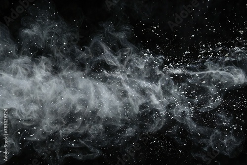 White cloud of steam on a black background, Texture, Design element