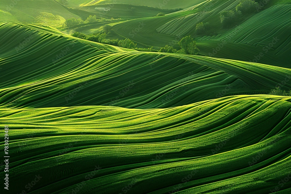 Aerial view of green rolling hills in South Moravia, Czech Republic - obrazy, fototapety, plakaty 