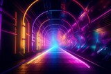 Glowing neon tunnel with an otherworldly ambiance