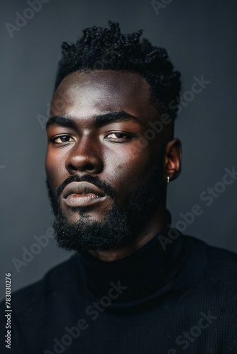 Handsome african american man in black sweater looking at camera