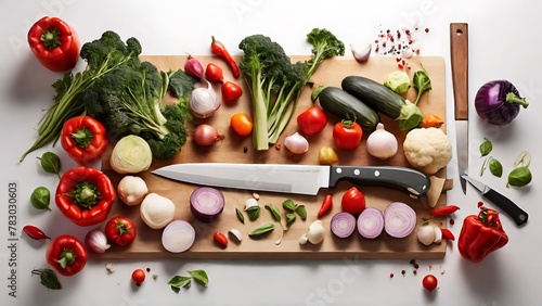 Flavors Unleashed  Chef s Knife and Cutting Board Transform Vegetables with Mastery