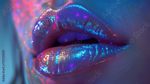 close up of lips and lipstick purple 