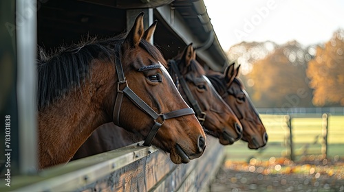 Horses Resting Comfortably in Clean, Well-Kept Stable, Heads Nodding as They Doze. © pengedarseni