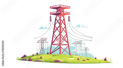 Electric tower icon. Cartoon illustration of electr photo