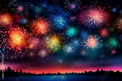 Celebrate in style with this dynamic fireworks background that evokes joy