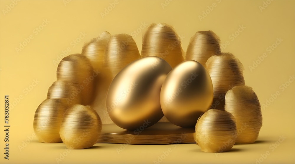 Gold Easter Egg Isolated on White Background.generative ai  