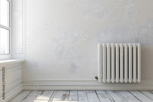 Wallpaper Mural White radiator battery heating on the wall. Home heater convector isolated. Heating convector Torontodigital.ca