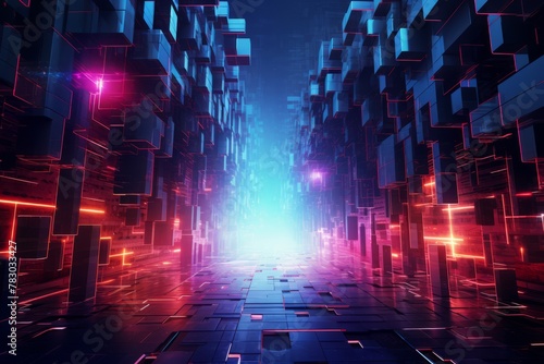 Energetic abstract cyberpunk design capturing the essence of a digital ambiance