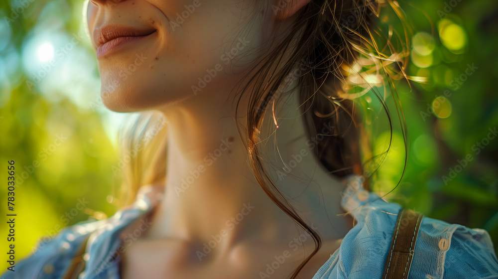 Sunset Elegance Capturing the Delicate Beauty of a Young Woman's Chin and Lips Sunset Elegance Capturing the Delicate Beauty of a Young Woman's Chin and Lips