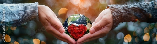 A pair of hands holding earth and a heart, portraying charity, philanthropy, and the altruism in giving life , high detailed