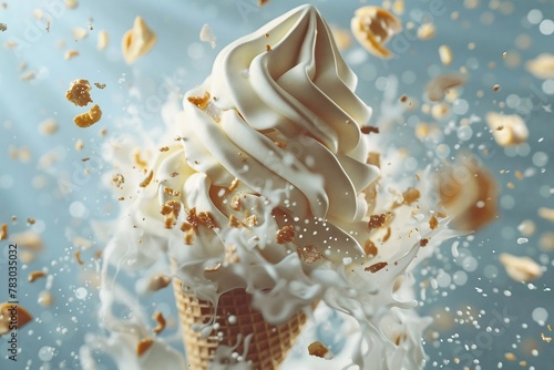 Wallpaper Mural Ice cream, pancakes whirl in tornado, vintage film lighting, oblique angle, soft focus , unique hyper realistic Torontodigital.ca